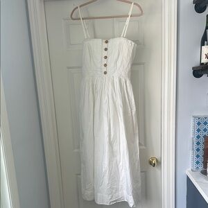 FREE PEOPLEWhite Spaghetti Strap Sleeveless Midi Sundress